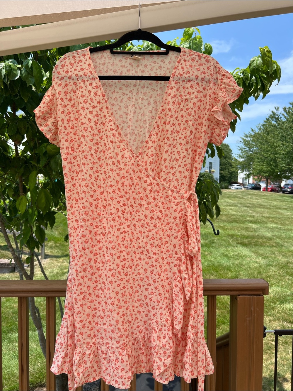 Billabong Peach-Pink Floral Wrap Mini Dress